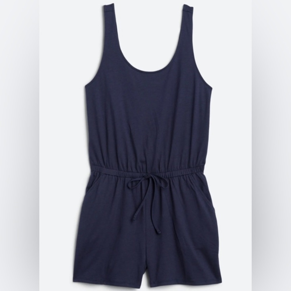 MARKET & SPRUCE LOUNGE
Larsa Cotton Modal Lounge Romper w/ Drawstring Waist; 2X